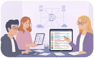 People discussing a customer journey